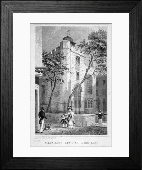 Framed Print : Church of All Hallows Staining, London, 1829. Artist: Thomas Hosmer Shepherd Framed Print : Church of All Hallows Staining, London, 1829. Artist: Thomas Hosmer Shepherd