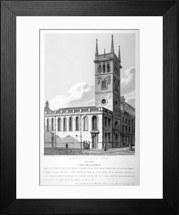 Framed Print : All Hallows Church, Bread Street, London, 1814. Artist: Joseph Skelton Framed Print : All Hallows Church, Bread Street, London, 1814. Artist: Joseph Skelton