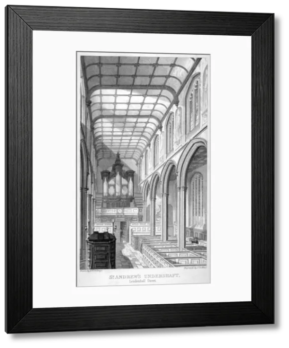 Framed Print : Church of St Andrew Undershaft, Leadenhall Street, London, c1837. Artist: John Le Keux Framed Print : Church of St Andrew Undershaft, Leadenhall Street, London, c1837. Artist: John Le Keux