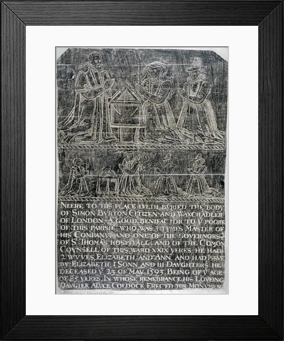 Framed Print : Brass rubbing from the Church of St Andrew Undershaft, Leadenhall Street, London, c1820 Framed Print : Brass rubbing from the Church of St Andrew Undershaft, Leadenhall Street, London, c1820