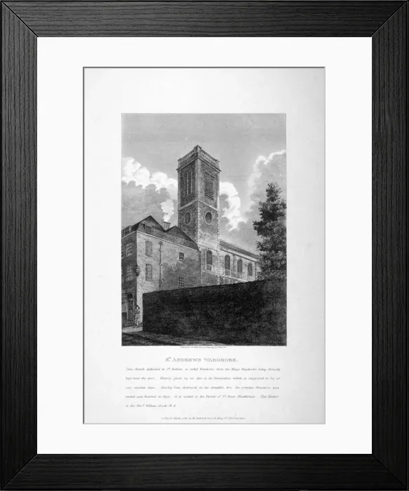 Framed Print : St Andrew by the Wardrobe, City of London, 1810. Artist: JW White Framed Print : St Andrew by the Wardrobe, City of London, 1810. Artist: JW White