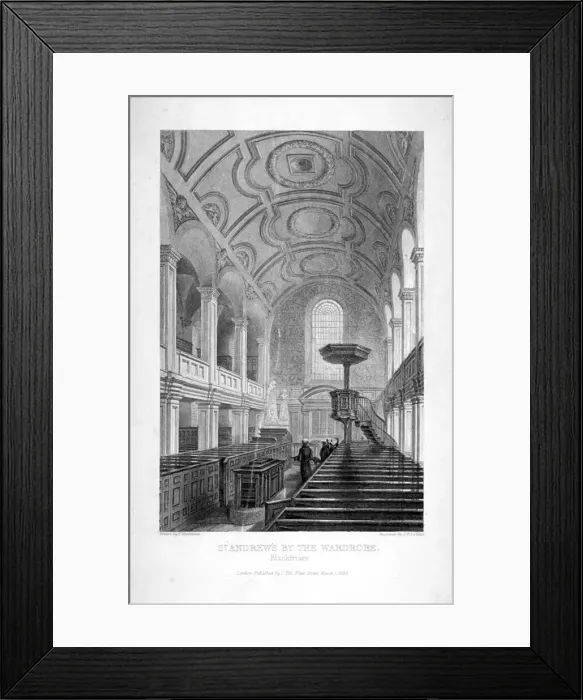 Framed Print : St Andrew by the Wardrobe, City of London, 1839. Artist: John Le Keux Framed Print : St Andrew by the Wardrobe, City of London, 1839. Artist: John Le Keux