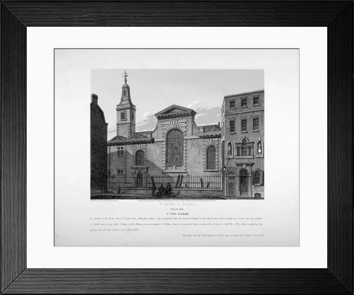 Framed Print : Exterior view of St Anne and St Agnes, City of London, 1814 Framed Print : Exterior view of St Anne and St Agnes, City of London, 1814