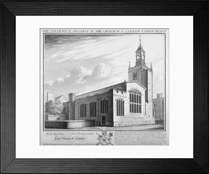 Framed Print : St Andrew Undershaft, City of London, 1736. Artist Framed Print : St Andrew Undershaft, City of London, 1736. Artist