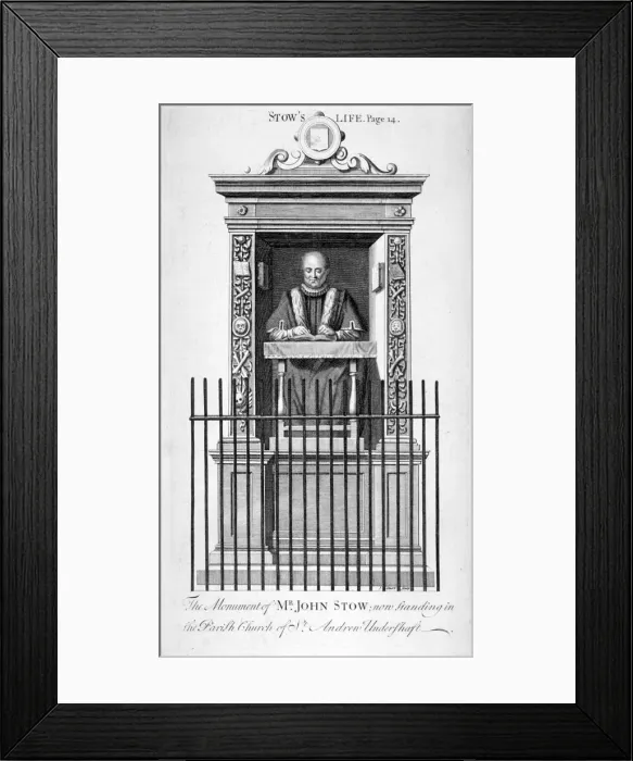 Framed Print : Monument to John Stow in St Andrew Undershaft, City of London, c1750 Framed Print : Monument to John Stow in St Andrew Undershaft, City of London, c1750
