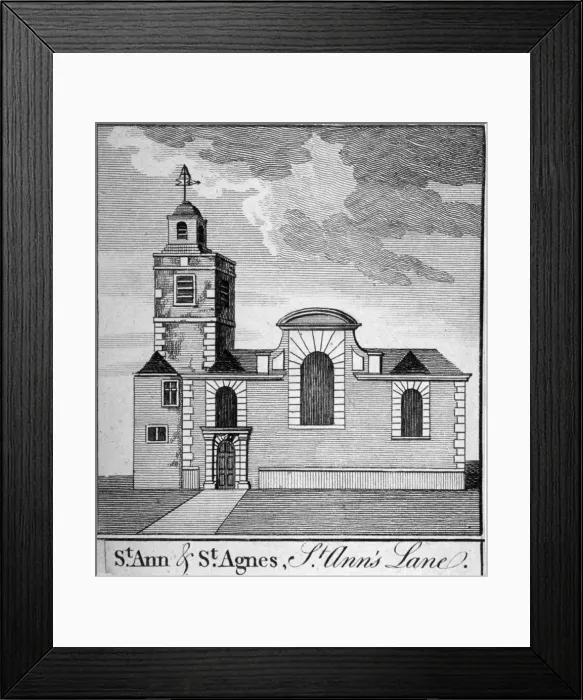 Framed Print : St Anne and St Agnes, Gresham Street, City of London, 1750. Artist Framed Print : St Anne and St Agnes, Gresham Street, City of London, 1750. Artist
