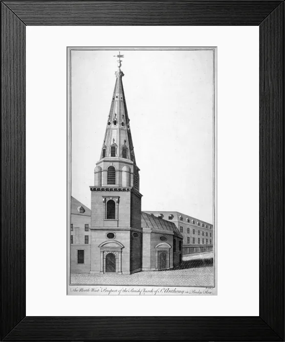 Framed Print : North west view of St Antholin. City of London, c1750. Artist Framed Print : North west view of St Antholin. City of London, c1750. Artist