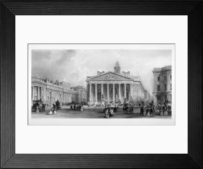 Framed Print : The Bank of England and Royal Exchange, City of London, c1845 Framed Print : The Bank of England and Royal Exchange, City of London, c1845