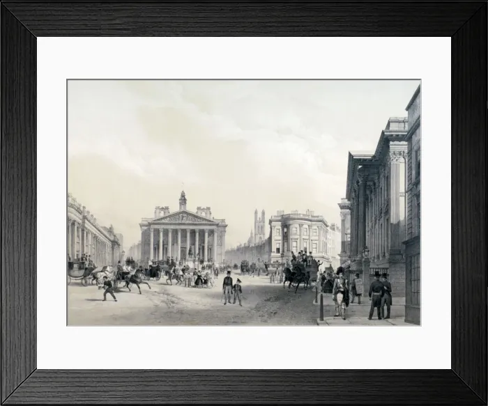Framed Print : The Bank of England, Royal Exchange and Mansion house, c1850. Artist: Jules Louis Arnout Framed Print : The Bank of England, Royal Exchange and Mansion house, c1850. Artist: Jules Louis Arnout
