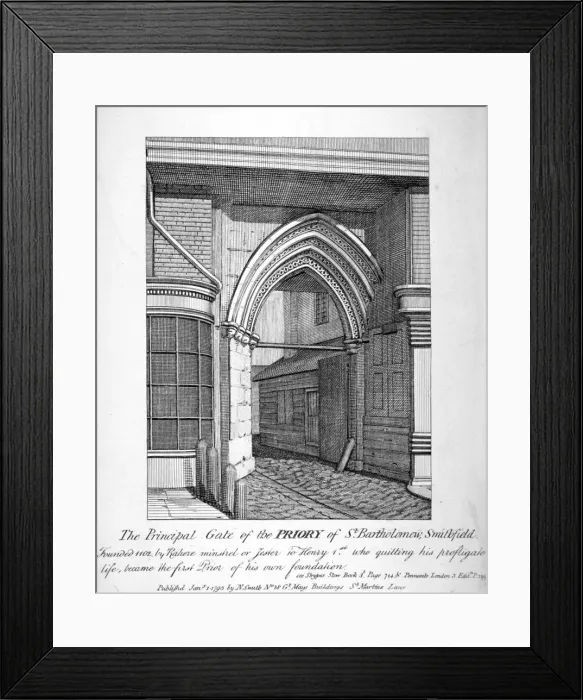 Framed Print : Gateway to the Church of St Bartholomew-the-Great, Smithfield, City of London, 1793 Framed Print : Gateway to the Church of St Bartholomew-the-Great, Smithfield, City of London, 1793