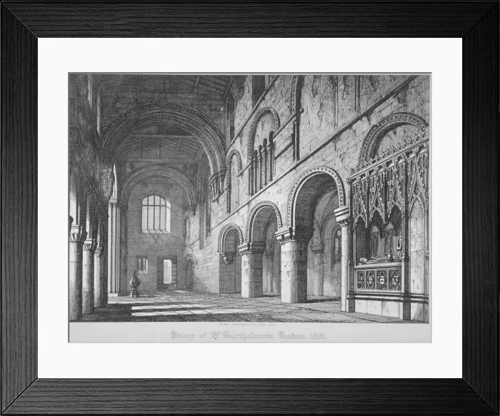 Framed Print : Interior view of St Bartholomews Priory, Smithfield, City of London, 1818. Artist Framed Print : Interior view of St Bartholomews Priory, Smithfield, City of London, 1818. Artist