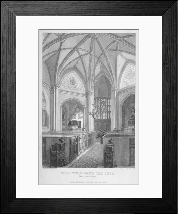 Framed Print : Interior of the Church of St Bartholomew-the-Less, City of London, 1839 Framed Print : Interior of the Church of St Bartholomew-the-Less, City of London, 1839