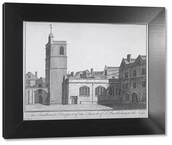 South-west view of the Church of St Bartholomew-the-Less, City of London, 1750. Artist
