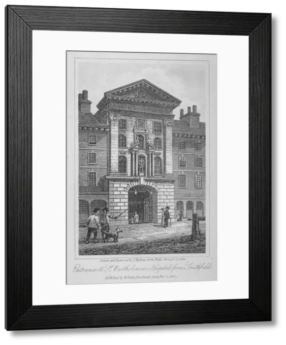 Framed Print : View of the entrance of St Bartholomews Hospital from Smithfield, City of London, 1816 Framed Print : View of the entrance of St Bartholomews Hospital from Smithfield, City of London, 1816
