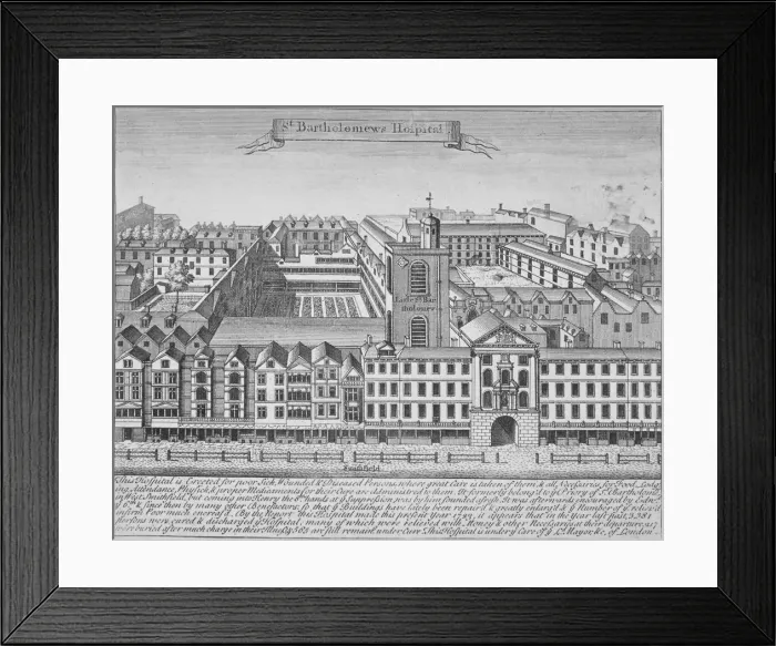 Framed Print : St Bartholomews Hospital, Smithfield, City of London, 1723 Framed Print : St Bartholomews Hospital, Smithfield, City of London, 1723