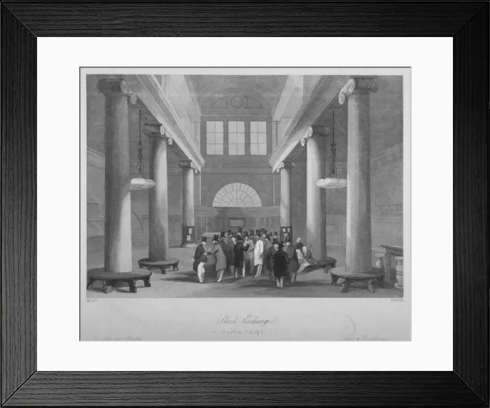 Framed Print : Interior view of the Stock Exchange, Bartholomew Lane, City of London, 1841. Artist Framed Print : Interior view of the Stock Exchange, Bartholomew Lane, City of London, 1841. Artist
