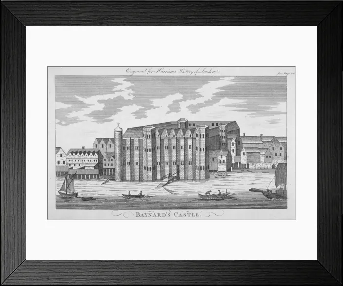 Framed Print : View of Baynards Castle with boats on the River Thames, City of London, 1775. Artist Framed Print : View of Baynards Castle with boats on the River Thames, City of London, 1775. Artist