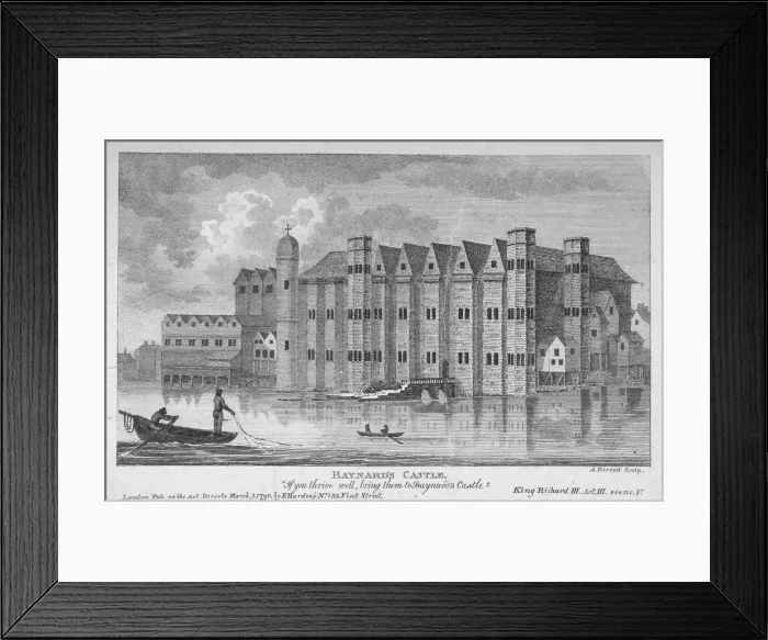 Framed Print : View of Barnards Castle with boats on the River Thames, City of London, 1790. Artist Framed Print : View of Barnards Castle with boats on the River Thames, City of London, 1790. Artist