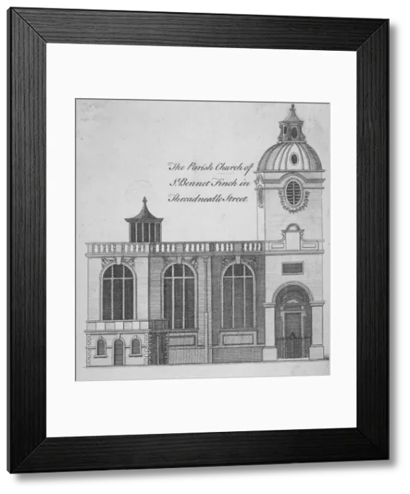 Framed Print : Elevation of the Church of St Benet Fink, City of London, 1760 Framed Print : Elevation of the Church of St Benet Fink, City of London, 1760