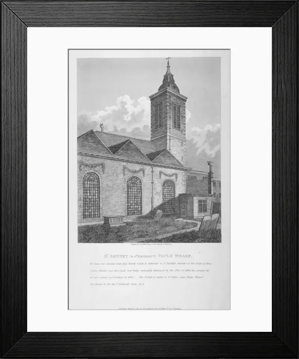 Framed Print : Church of St Benet Pauls Wharf, City of London, 1810. Artist: JW White Framed Print : Church of St Benet Pauls Wharf, City of London, 1810. Artist: JW White