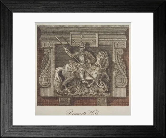 Framed Print : Inn sign for the George and Dragon Inn, Bennets Hill, City of London, 1814. Artist Framed Print : Inn sign for the George and Dragon Inn, Bennets Hill, City of London, 1814. Artist