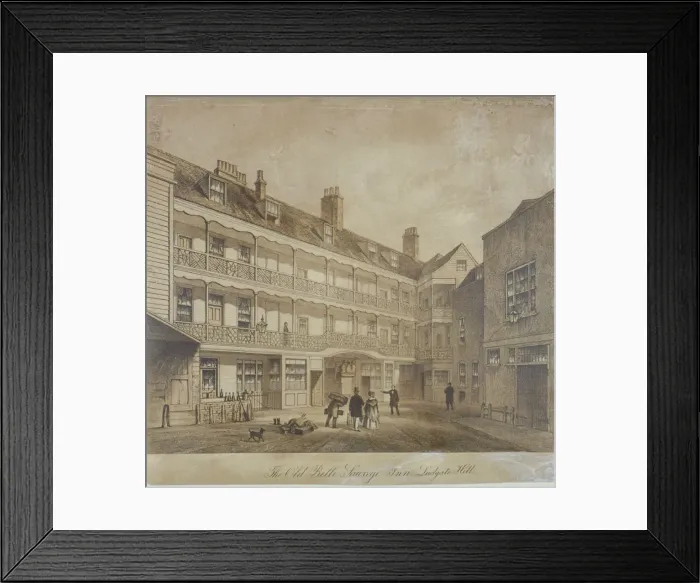 Framed Print : Belle Sauvage Inn, Belle Sauvage Yard, Ludgate Hill, City of London, 1845 Framed Print : Belle Sauvage Inn, Belle Sauvage Yard, Ludgate Hill, City of London, 1845