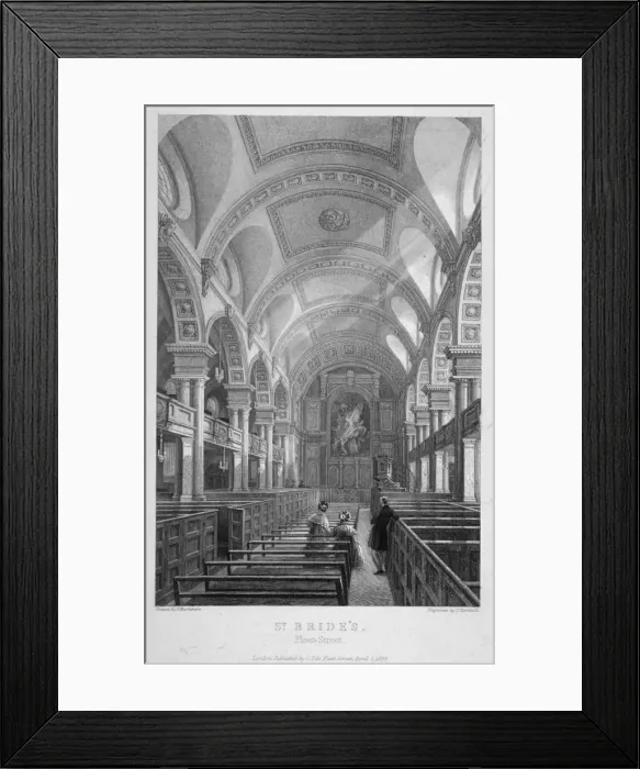 Framed Print : St Brides Church, Fleet Street, City of London, 1839. Artist: T Turnbull Framed Print : St Brides Church, Fleet Street, City of London, 1839. Artist: T Turnbull