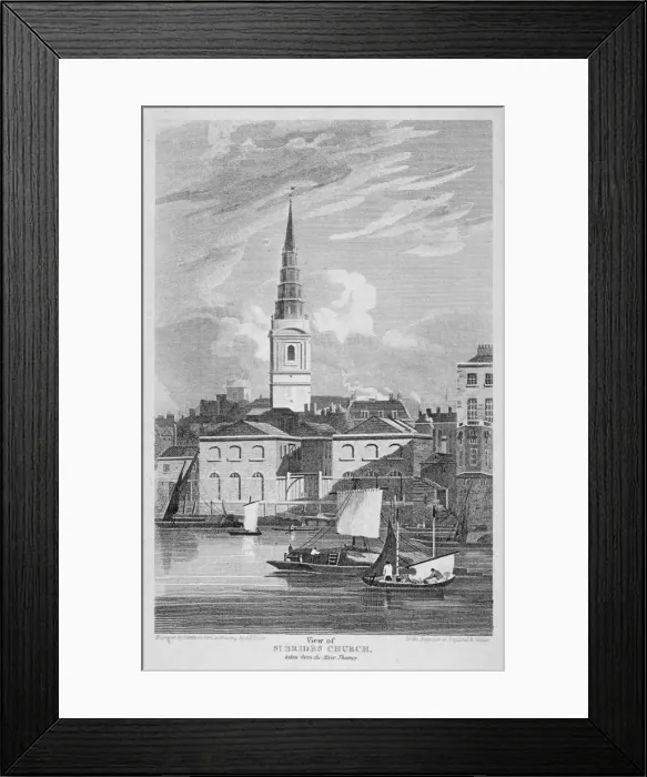 Framed Print : St Brides Church, Fleet Street, City of London, 1815. Artist: Matthews Framed Print : St Brides Church, Fleet Street, City of London, 1815. Artist: Matthews