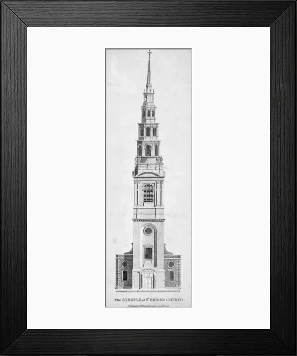 Framed Print : Steeple of St Brides Church, Fleet Street, City of London, 1795 Framed Print : Steeple of St Brides Church, Fleet Street, City of London, 1795