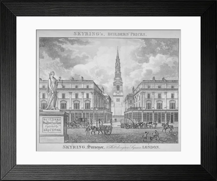 Framed Print : View of St Brides Church, Fleet Street, through St Bride Avenue, City of London, 1830 Framed Print : View of St Brides Church, Fleet Street, through St Bride Avenue, City of London, 1830