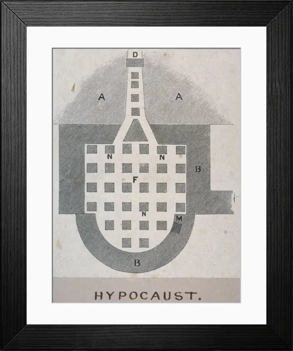Framed Print : Plan of a Roman hypocaust found on the site of the Coal Exchange, City of London, 1848 Framed Print : Plan of a Roman hypocaust found on the site of the Coal Exchange, City of London, 1848