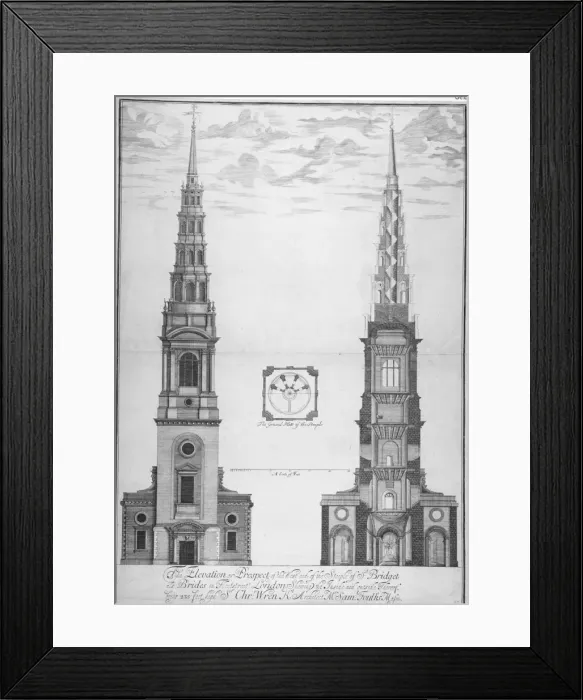 Framed Print : St Brides Church, Fleet Street, City of London, 1700 Framed Print : St Brides Church, Fleet Street, City of London, 1700