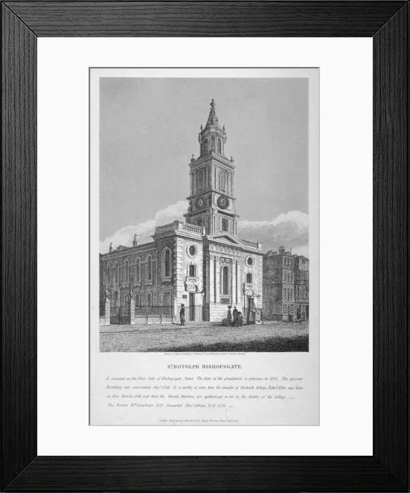 Framed Print : View of the Church of St Botolph without Bishopsgate, City of London, 1812. Artist Framed Print : View of the Church of St Botolph without Bishopsgate, City of London, 1812. Artist