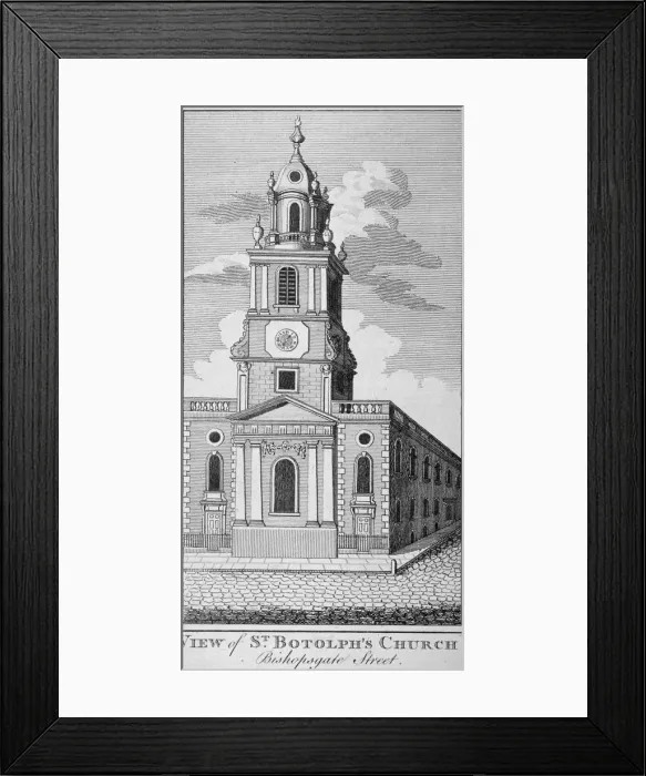 Framed Print : West view of the Church of St Botolph without Bishopsgate, City of London, 1750. Artist Framed Print : West view of the Church of St Botolph without Bishopsgate, City of London, 1750. Artist