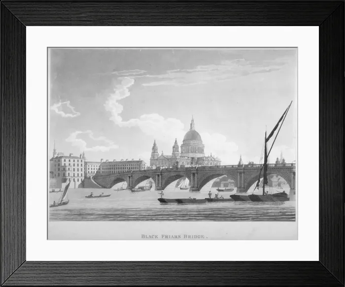 Framed Print : Blackfriars Bridge, London, 1797. Artist: Thomas Malton II Framed Print : Blackfriars Bridge, London, 1797. Artist: Thomas Malton II