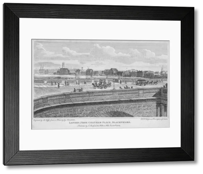 Framed Print : Blackfriars Bridge, London, 1809. Artist: R Roffe Framed Print : Blackfriars Bridge, London, 1809. Artist: R Roffe