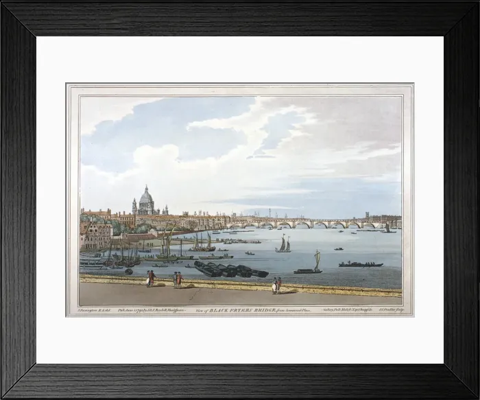 Framed Print : Blackfriars Bridge, London, 1795. Artist: Joseph Constantine Stadler Framed Print : Blackfriars Bridge, London, 1795. Artist: Joseph Constantine Stadler