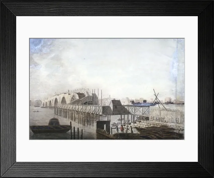 Framed Print : View of the temporary bridge at Blackfriars, London, 1762. Artist: Francis Grose Framed Print : View of the temporary bridge at Blackfriars, London, 1762. Artist: Francis Grose