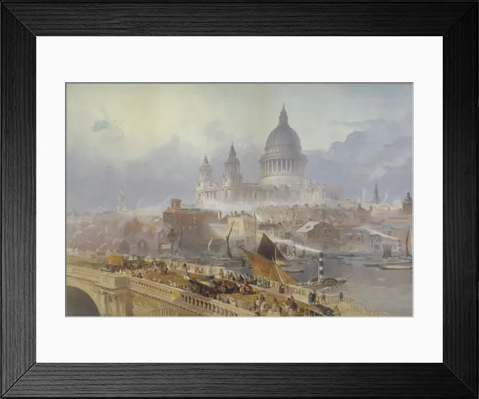 Framed Print : View of Blackfriars Bridge and St Pauls Cathedral, London, 1840. Artist: David Roberts Framed Print : View of Blackfriars Bridge and St Pauls Cathedral, London, 1840. Artist: David Roberts