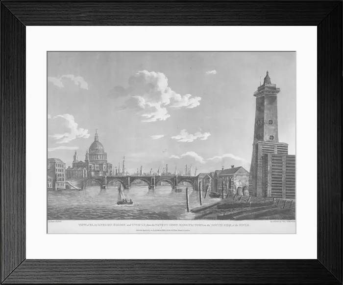 Framed Print : View of Blackfriars Bridge and St Pauls Cathedral, London, 1803. Artist: Daniel Turner Framed Print : View of Blackfriars Bridge and St Pauls Cathedral, London, 1803. Artist: Daniel Turner