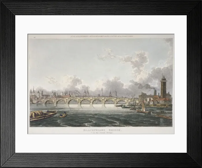 Framed Print : View of Blackfriars Bridge from the Strand Bridge, London, 1815 Framed Print : View of Blackfriars Bridge from the Strand Bridge, London, 1815