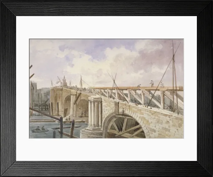 Framed Print : Demolition work being carried out on Blackfriars Bridge, 1864. Artist: George Maund Framed Print : Demolition work being carried out on Blackfriars Bridge, 1864. Artist: George Maund