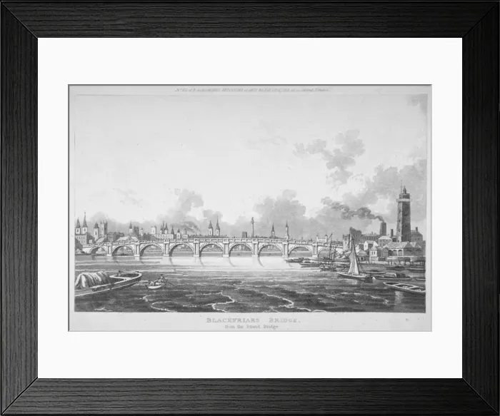 Framed Print : View of Blackfriars Bridge from the Strand Bridge, London, 1815 Framed Print : View of Blackfriars Bridge from the Strand Bridge, London, 1815