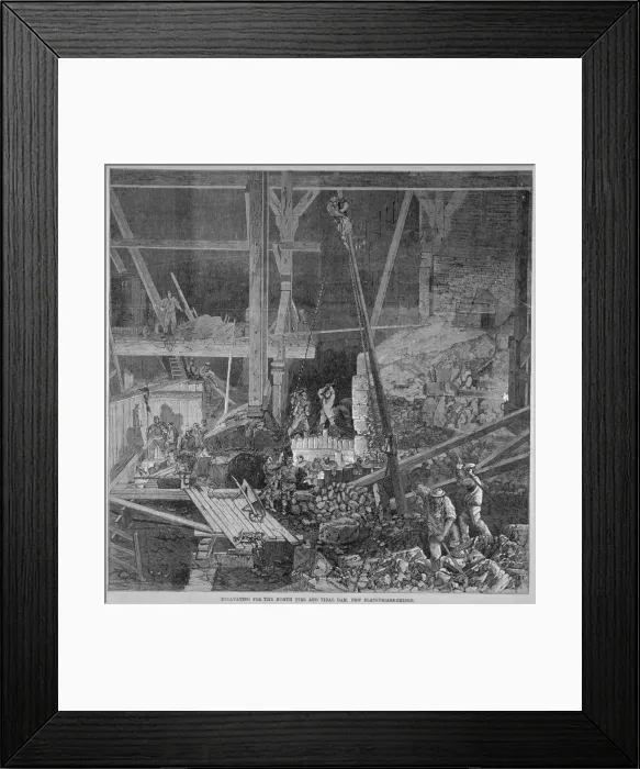 Framed Print : Excavation work for the north pier and tidal dam at Blackfriars Bridge, London, 1864 Framed Print : Excavation work for the north pier and tidal dam at Blackfriars Bridge, London, 1864
