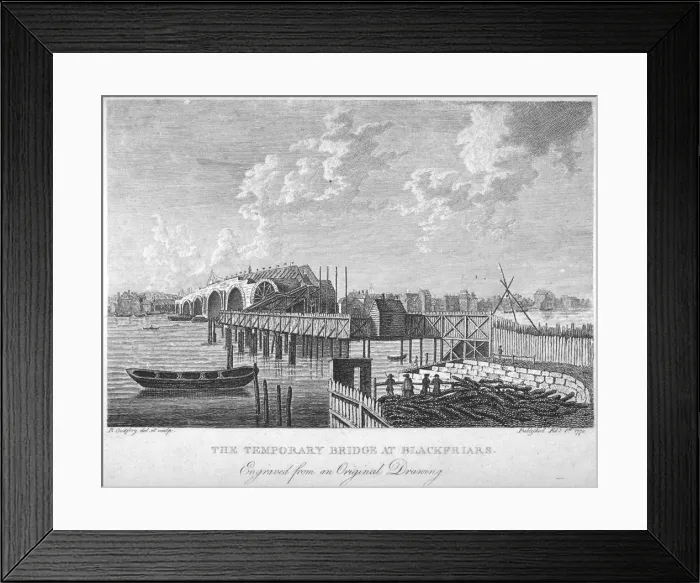 Framed Print : View of Blackfriars Bridge under construction, London, c1762 (1775). Artist: RB Godfrey Framed Print : View of Blackfriars Bridge under construction, London, c1762 (1775). Artist: RB Godfrey