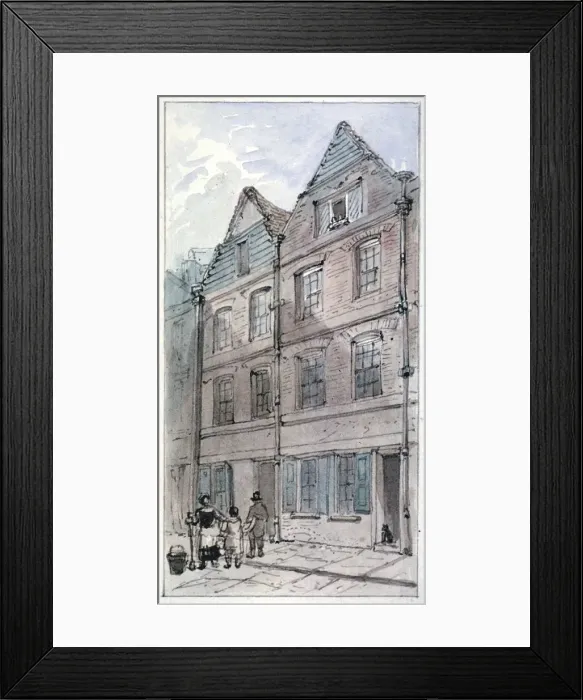 Framed Print : Houses in Blackhorse Alley, Fleet Street, City of London, 1850. Artist: James Findlay Framed Print : Houses in Blackhorse Alley, Fleet Street, City of London, 1850. Artist: James Findlay