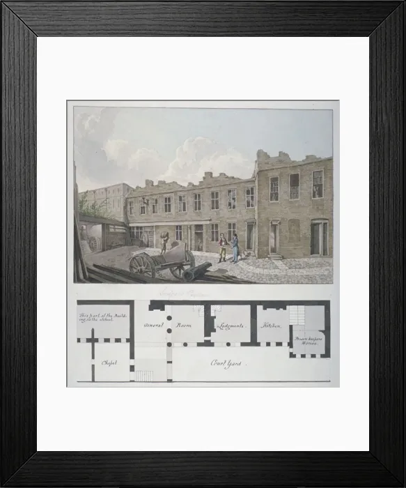 Framed Print : Ludgate Prison with a plan of the London Workhouse, Bishopsgate, beneath, City of London, 1818 Framed Print : Ludgate Prison with a plan of the London Workhouse, Bishopsgate, beneath, City of London, 1818