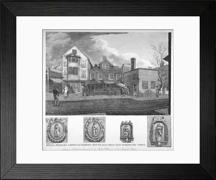 Framed Print : Sir Paul Pindars House, Half-Moon Street, Bishopsgate, City of London, 1819. Artist Framed Print : Sir Paul Pindars House, Half-Moon Street, Bishopsgate, City of London, 1819. Artist