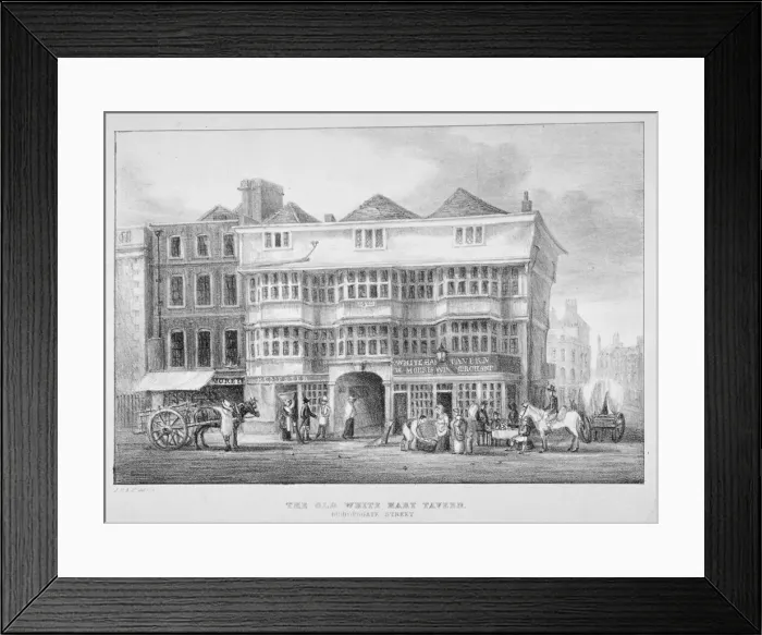 Framed Print : The White Hart Inn, Bishopsgate, City of London, 1825 Framed Print : The White Hart Inn, Bishopsgate, City of London, 1825