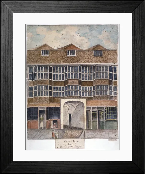 Framed Print : The White Hart Inn at no 119 White Hart Court, Bishopsgate, City of London, 1810 Framed Print : The White Hart Inn at no 119 White Hart Court, Bishopsgate, City of London, 1810